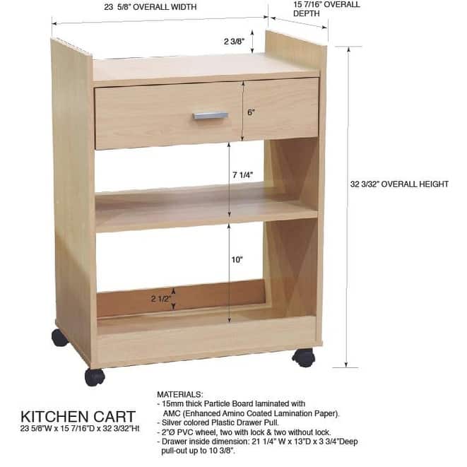 Kitchen Island Microwave Serving Cart Cabinet with Drawer and Shelfs for Storage (White)
