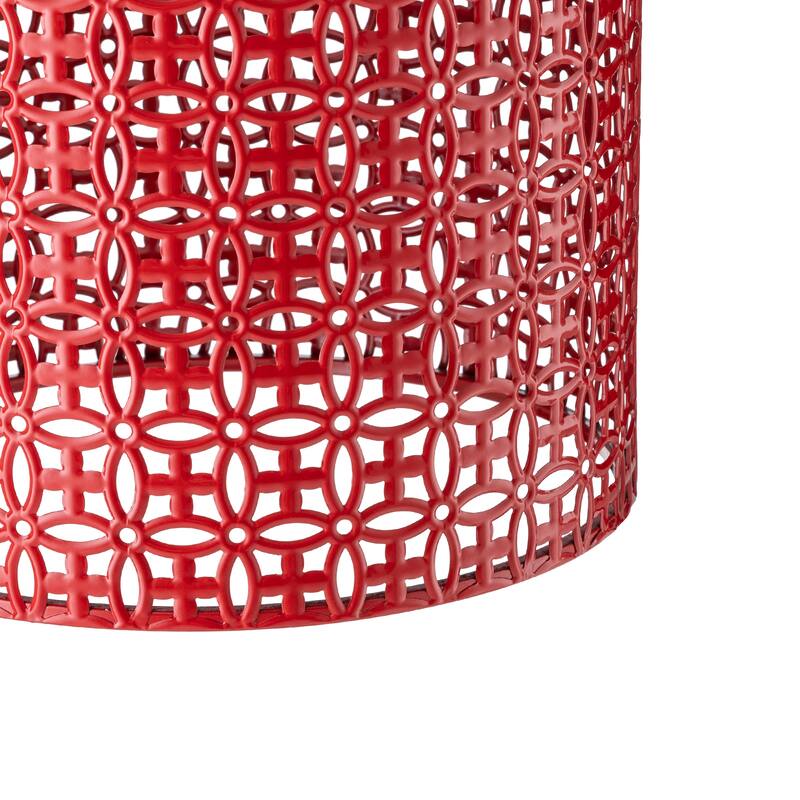 Glitzhome Set of 2 19.25"H & 16.5"H Multi-functional Metal Outdoor Table Garden Stool