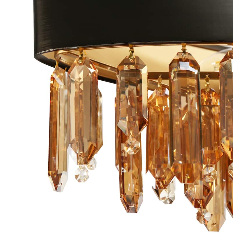Modern 10-Light Crystal Chandelier Black Gold Island Lights for Kitchen Island - W 41.5" x H 12" x D 10.5"