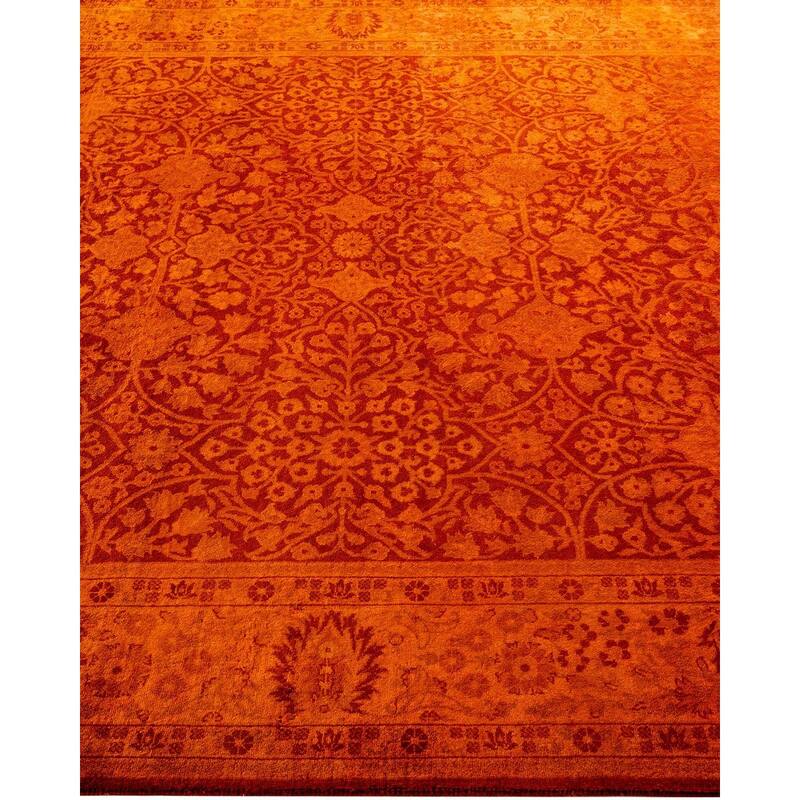 Overton Hand Knotted Wool Vintage Inspired Modern Contemporary Overdyed Orange Area Rug - 5' 3" x 8' 1"