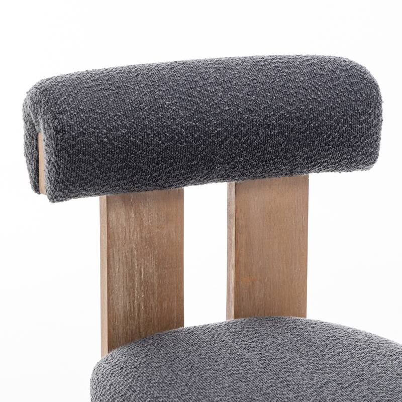 SEYNAR Set of 2 Modern Linen Upholstered Dining Chairs with Bolster Backrest