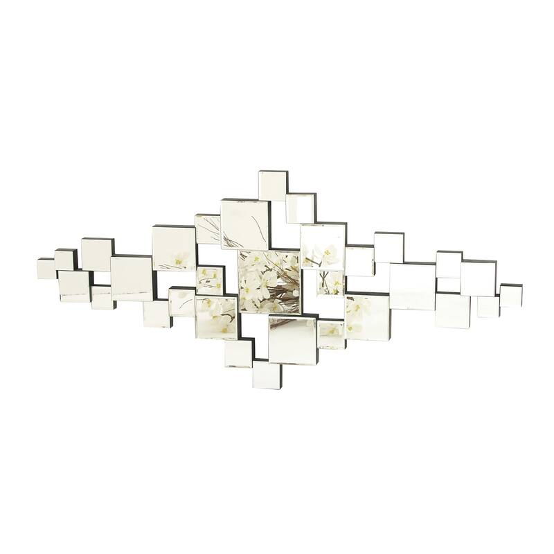Glass Wall Mirror with Square Mirrors - Silver - Roche River Decor - 1"W x 21"L x 48"H