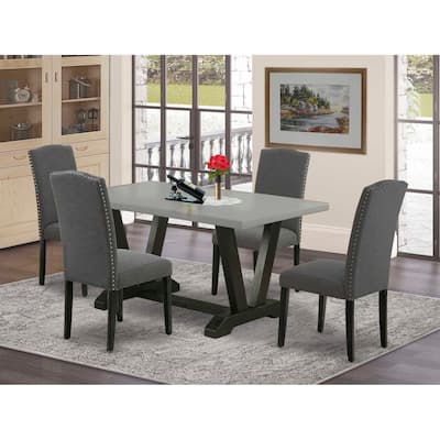 5-Piece Rectangle Natural Oak Finish Solid Wood Top Dining table with 4 Chairs with