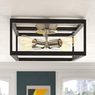 Maxax 4 Light Black Metal Flush Mount - N/A