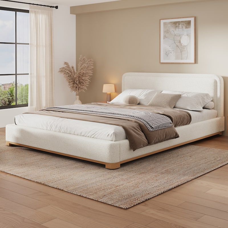 Christopher Knight Home - Lysander Boucle Upholstered Bed with Curved Headboard