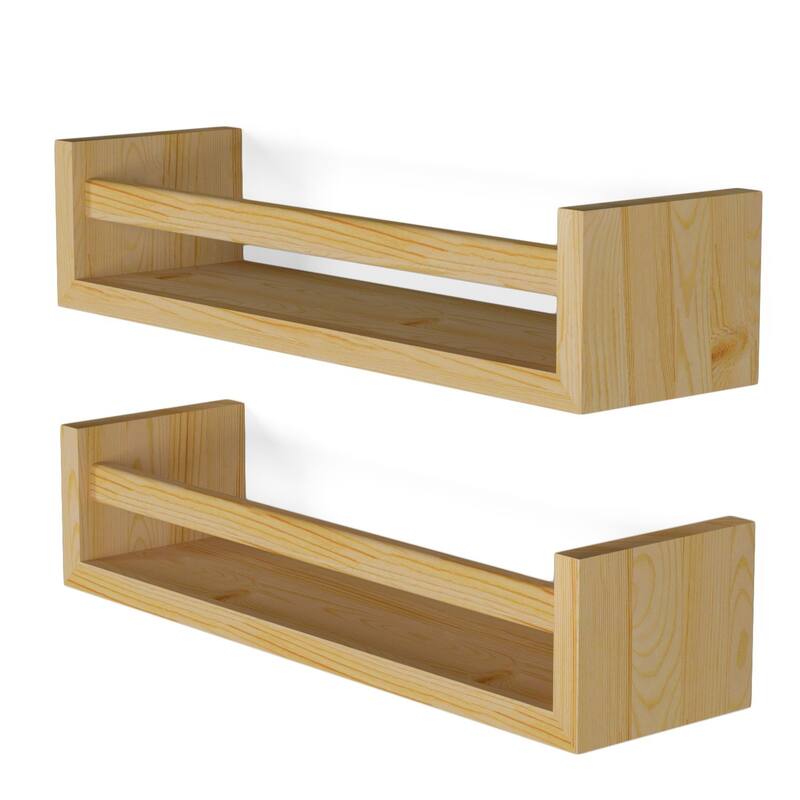 Wallniture Elba Wall Mounted Kids Shelves Nursery Storage Toy Organizer Wood Bookshelf, Set of 2 - N/A