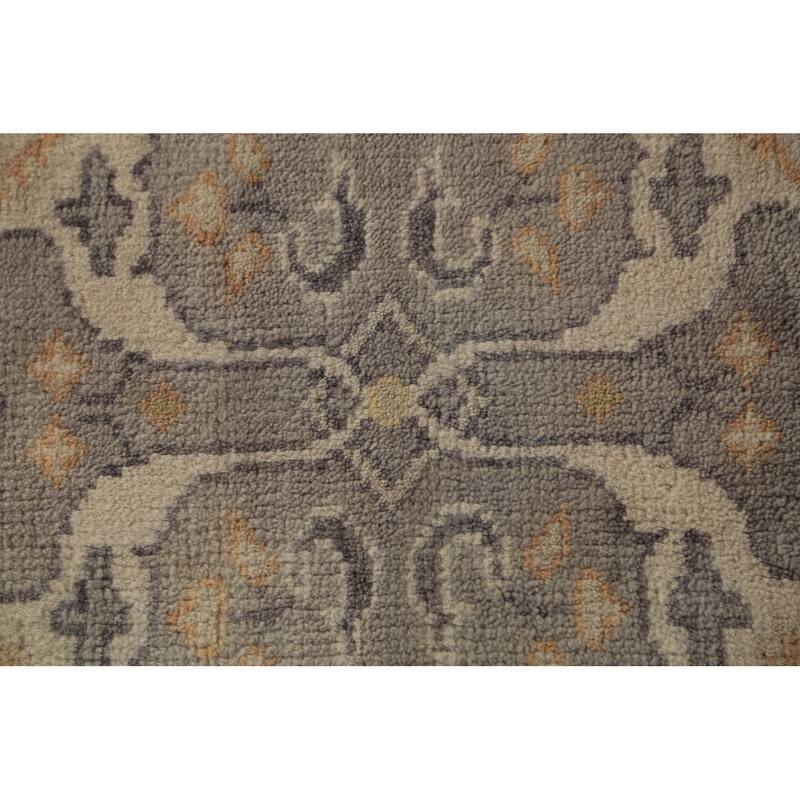 Gray Oushak Indian Runner Rug Hand-Knotted Transitional Wool Carpet - 2'8"x 9'10"