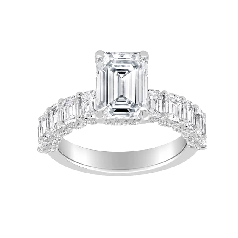 Auriya 14k Gold 8.00ctw Lab grown Emerald Vintage Hidden Halo Diamond Engagement Ring (F-G VS)
