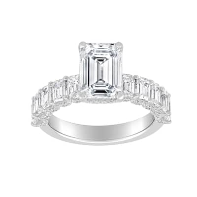 Auriya 14k Gold 8.00ctw Lab grown Emerald Vintage Hidden Halo Diamond Engagement Ring (F-G VS)