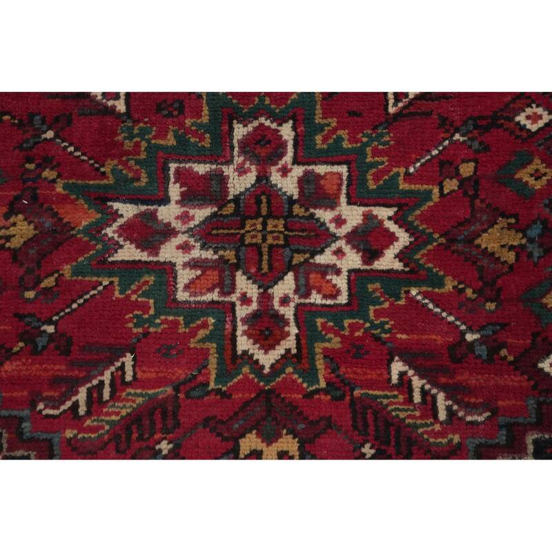 Hand Knotted Oriental 100% Wool Carpet Traditional Medallion Red Heriz Area Rug - 8' 10'' X 6' 0''