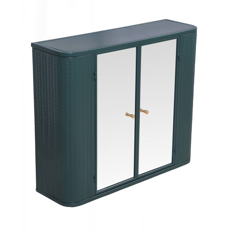 Versatile Wall-Mounted Bathroom Cabinet with Mirrored Doors and Open Shelf for Efficient Storage