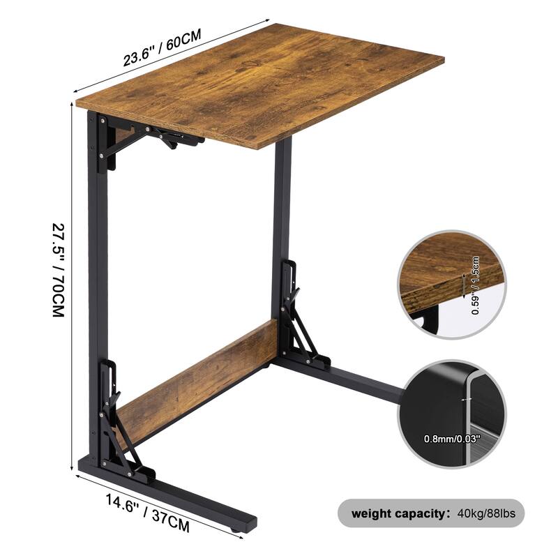 COSIEST 27.5'' Folding C Shaped Metal Sofa End Table