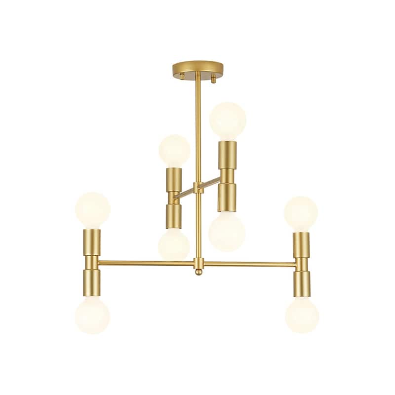 Mid-century 8-Light Dimmable Shade-free Linear Tiered Chandelier - 21.1 in