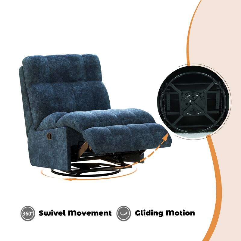 360° Swivel Rocker Recliner Chair Chenille Upholstered Manual Recliner