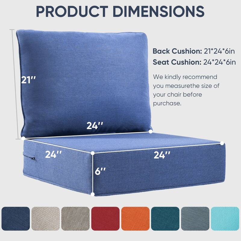 2 Pairs 6 Inch Seat Back Cushion for Chair, Sofa