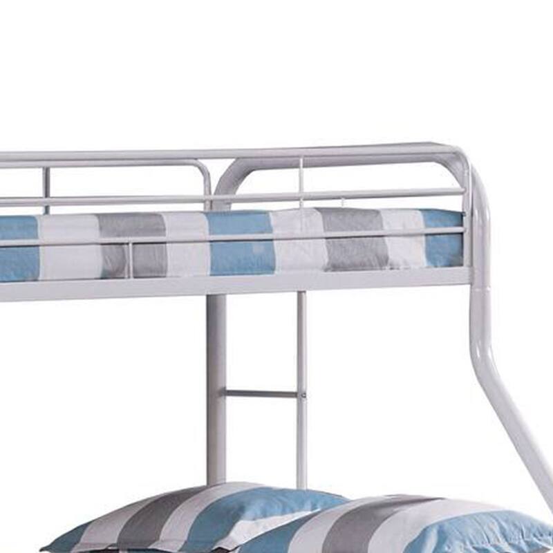Fegy Twin over Full Bunk Bed with Ladder and Rails, Silver Metal Frame