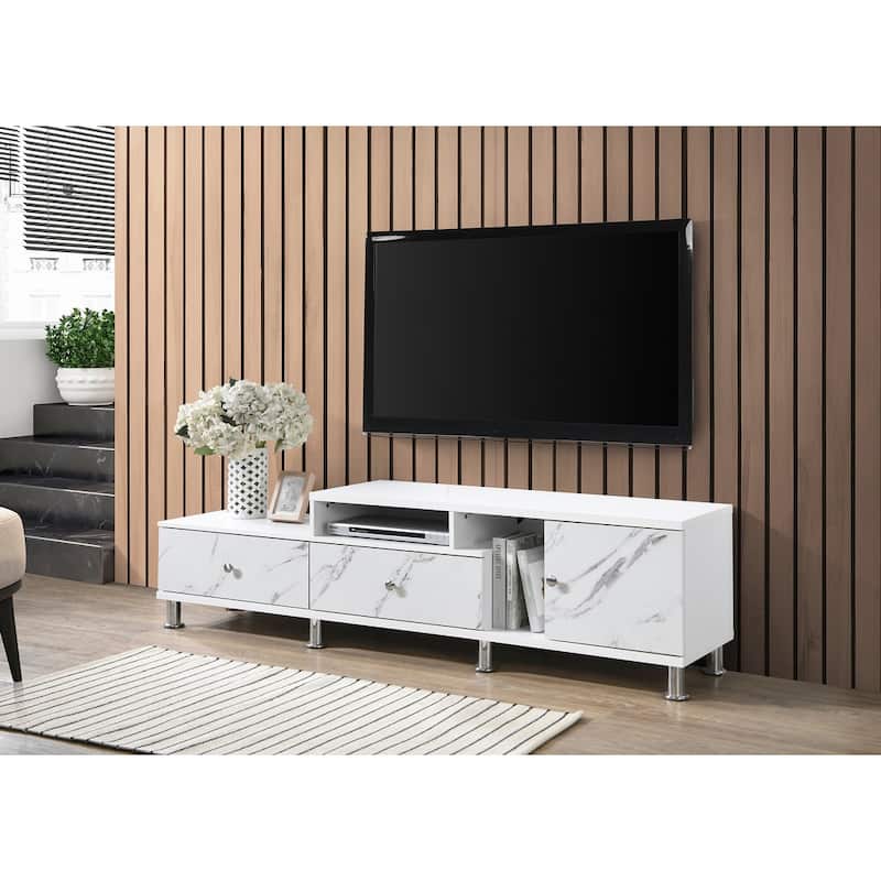 Stylish Faux Marble TV Stand with Multiple Storage Options for Living Room