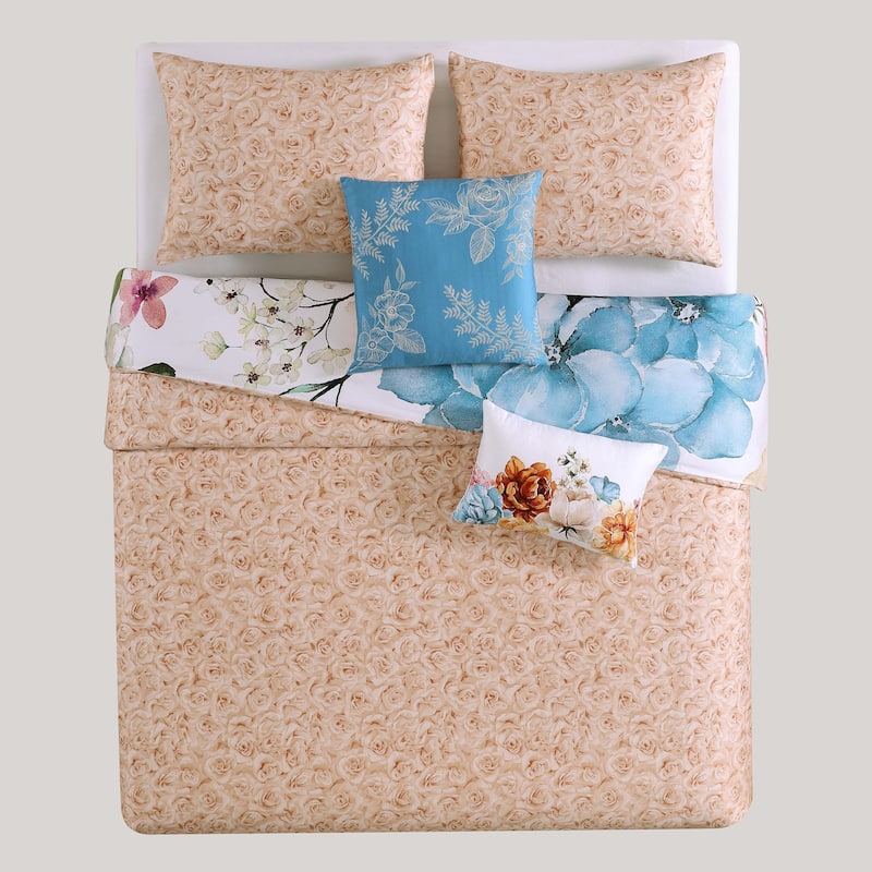 Bebejan Maia Blue 100% Cotton 5-Piece Reversible Comforter Set