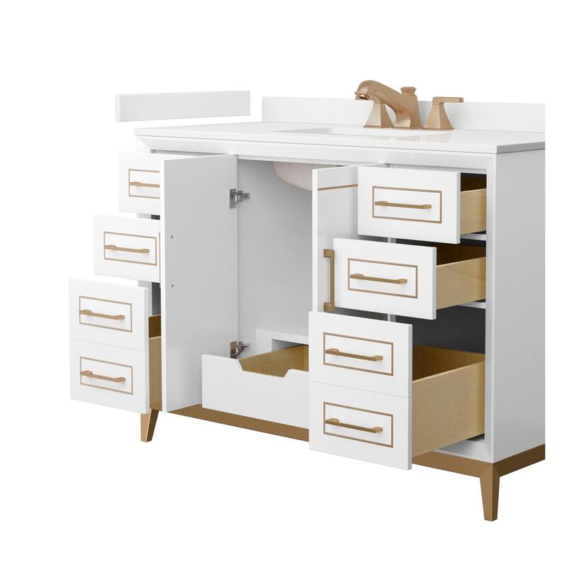 Wyndham Collection WCH515148S-QTZ-US3MXX Marlena 48" Free Standing