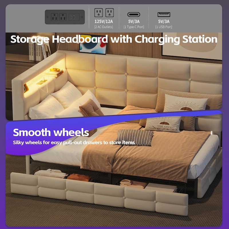 Upholstered Twin Size Daybed with Storage