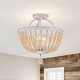 preview thumbnail 12 of 16, Vintage Farmhouse 3 - Light 17" Wood Beaded Semi Flush Mount Lighting 17.32'' H x 16.9'' W - Wooden