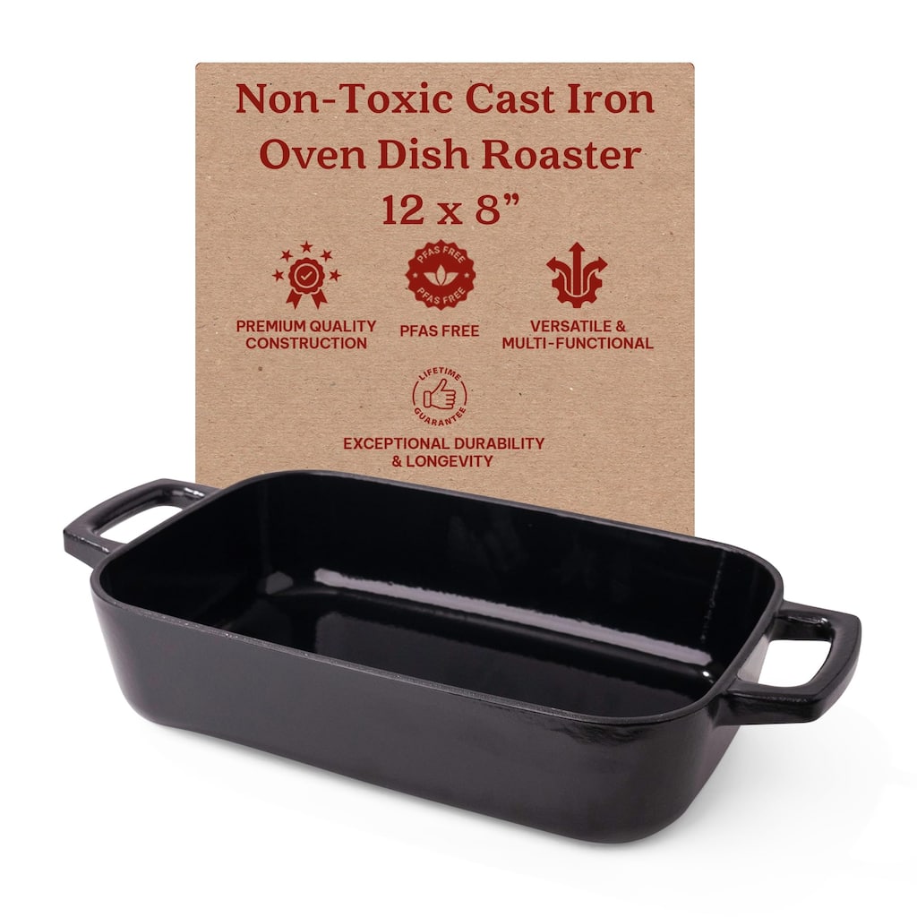 Alva Nori Enameled Cast Iron Oven Dish Roasting Pan - 12" x 8" - 12"x8"