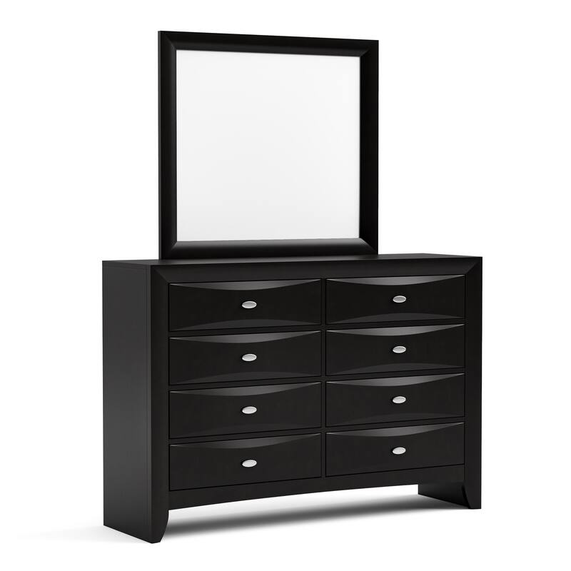 Furniture of America Brent 5-Piece Wood Platform Bedroom Set with Drawers and Bookcase Headboard