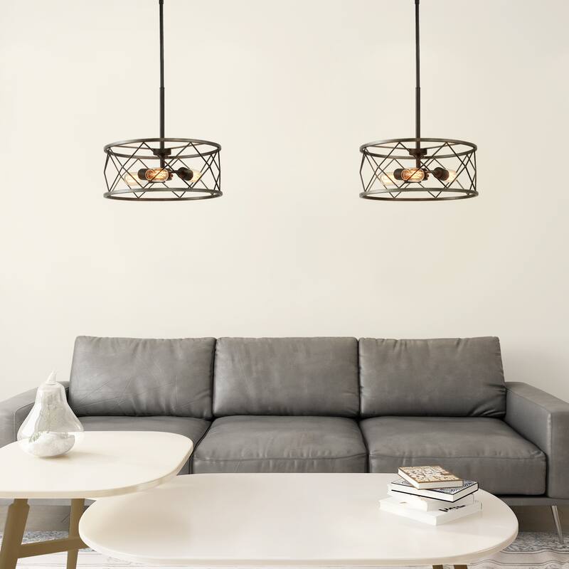 Carbon Loft Modern Drum Mini Chandelier 3-light Ceiling Pendant lights - W 15.7"x H 6.3"
