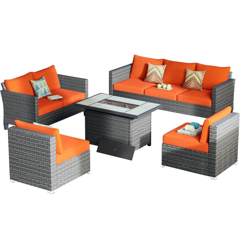 OVIOS 5-Piece Fire Table Outdoor Patio Furniture Set