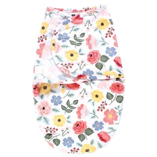 Hudson Baby Infant Girl Plush Faux Fur Swaddle Wrap, Modern Botanical, 0-3 Months - Modern Botanical - 0-3 Months