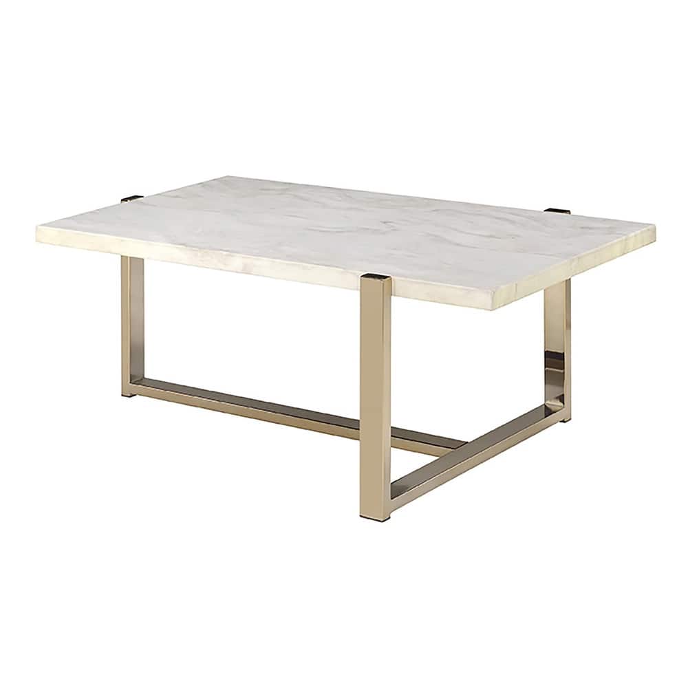 Benita Engineering Stone Top and Champagne Coffee Table