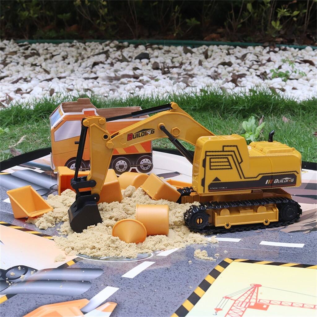2.4G RC Truck Excavator Construction Digger Wireless Bulldozer Remote Control - Yellow - Yellow