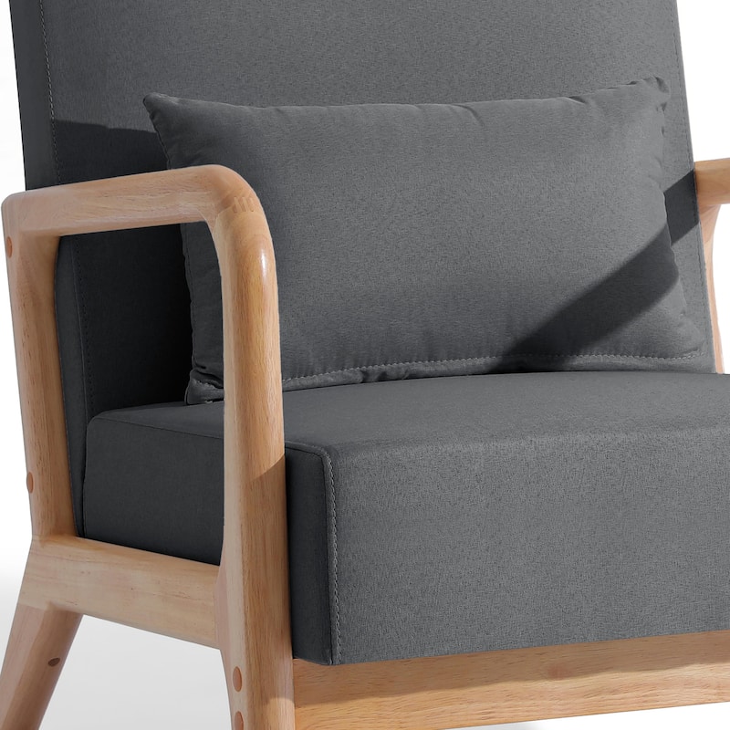 Mid Century Modern Upholstered Wood Frame Accent Chair