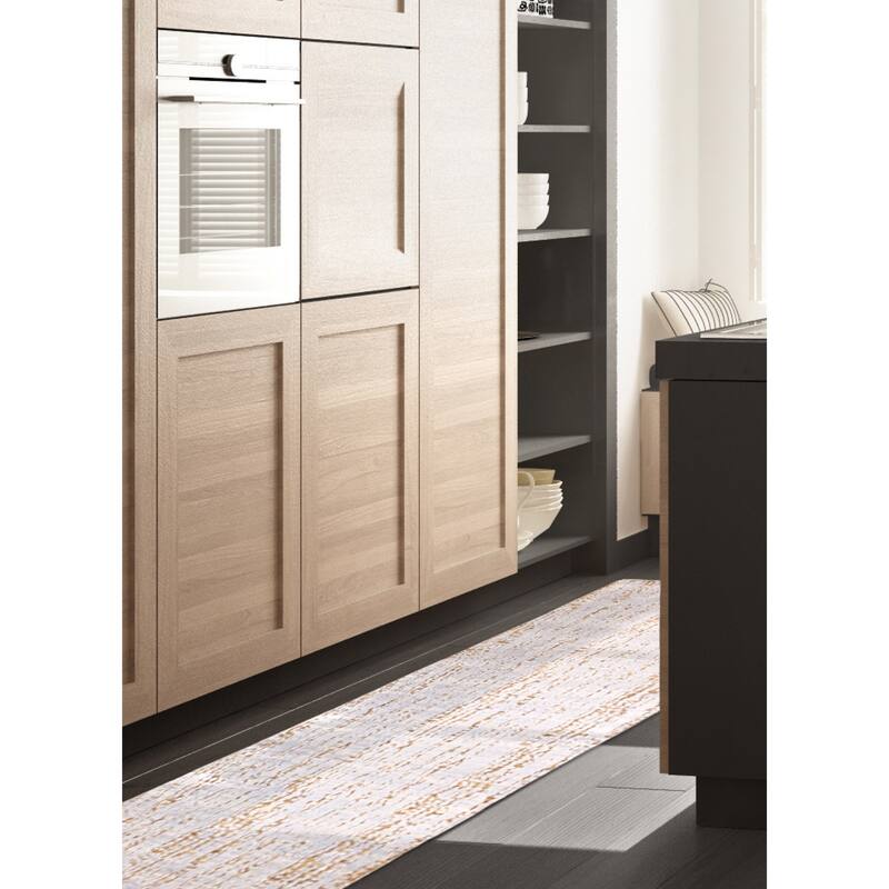 ECARPETGALLERY Hand-knotted Legacy Light Blue, Light Grey Silk, Wool Rug - 2'5 x 12'0