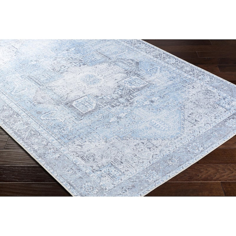 Livabliss Amelie Vintage Medallion Machine Washable Area Rug