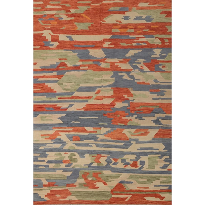 Hand Woven Southwestern Wool Multi-Colored Geometric Area Rug - 13' 2'' X 9' 9''