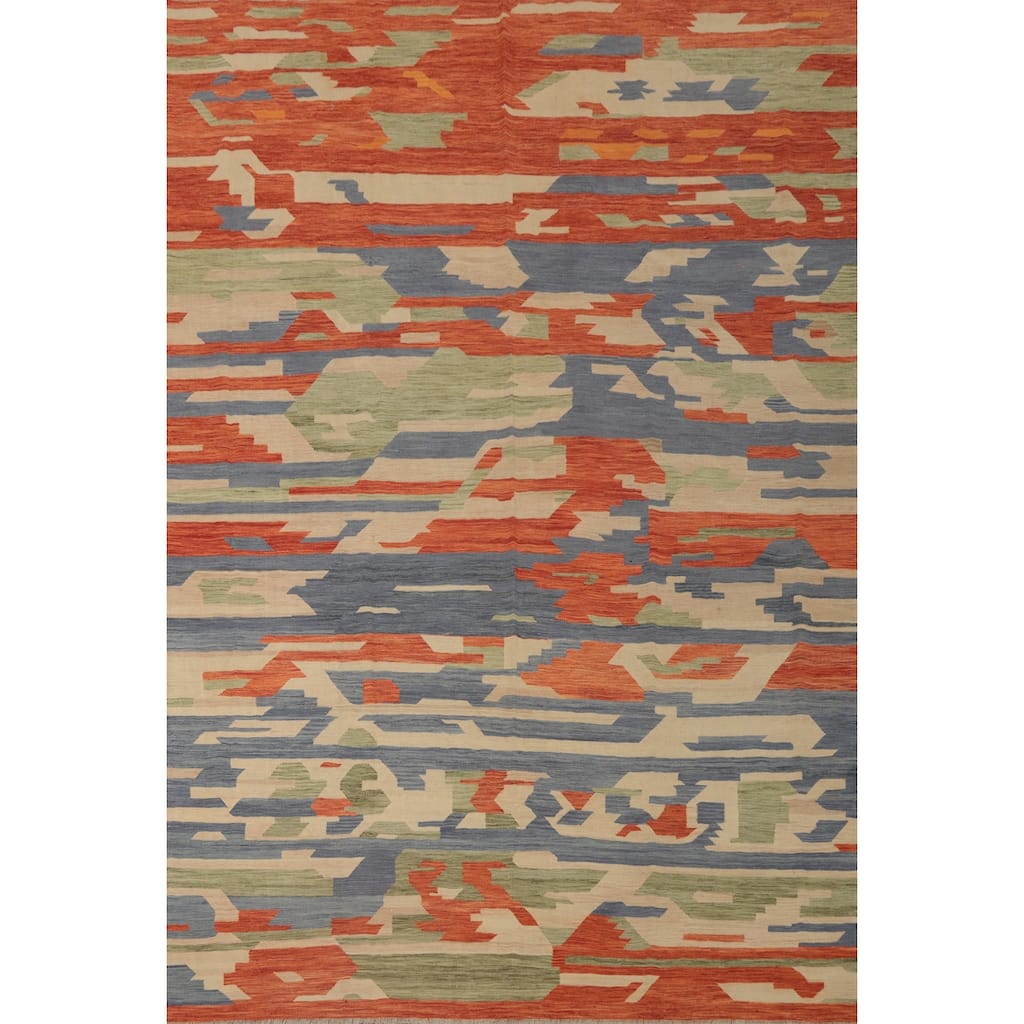 Hand Woven Southwestern Wool Multi-Colored Geometric Area Rug - 13' 2'' X 9' 9''
