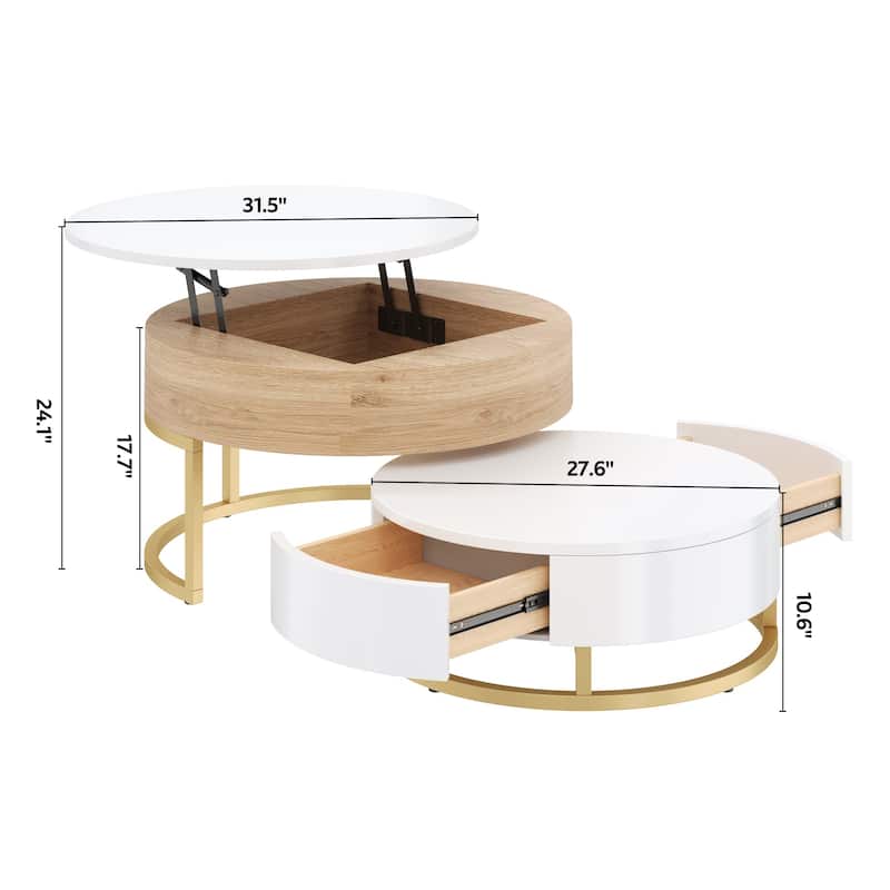 Modern Round Lift top Nesting Coffee Tables