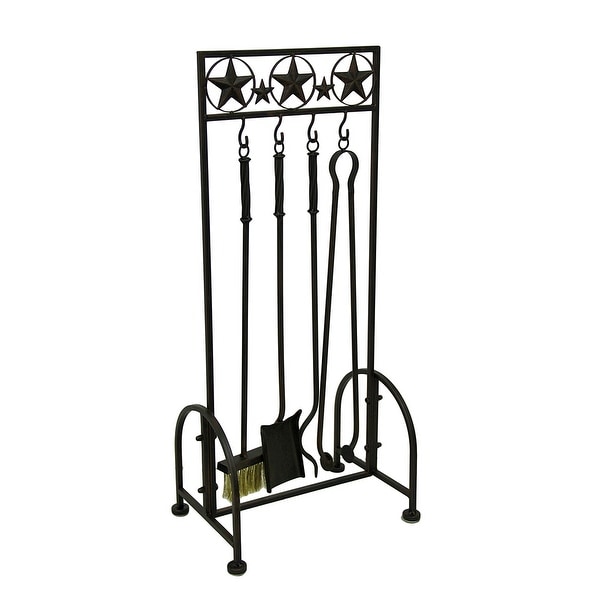 Western Stars Rustic Brown Metal 5 Piece Fireplace Tool Set