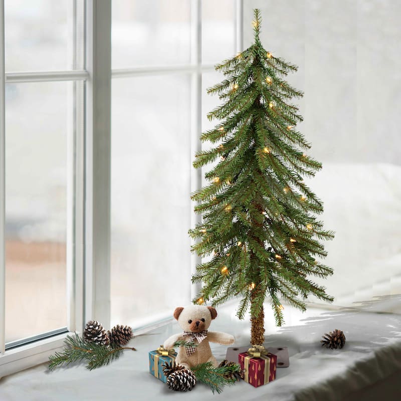 Puleo International Pre-Lit 3' Alpine Artificial Christmas Tree