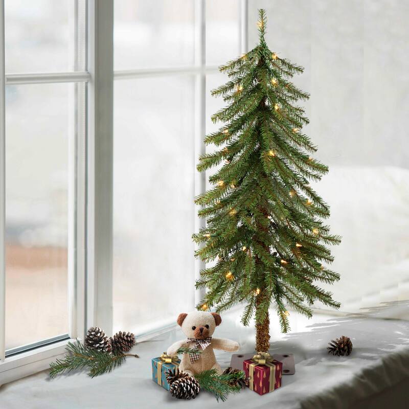 Puleo International Pre-Lit 3' Alpine Artificial Christmas Tree - Green