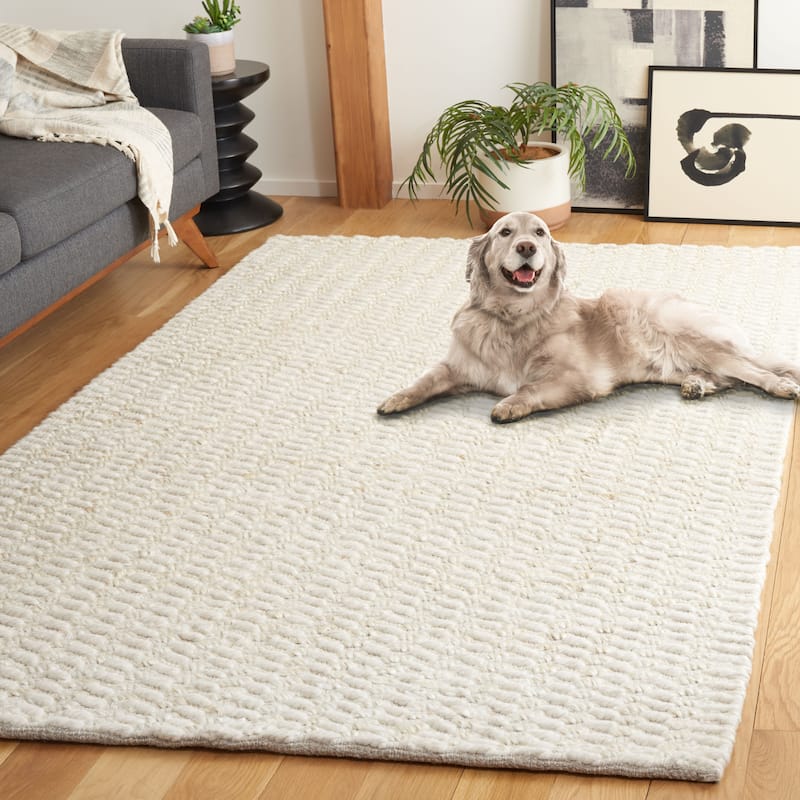 SAFAVIEH Handmade Natural Fiber Mariyah Farmhouse Jute & Wool - 2' 3" x 8' - Bleach/Ivory