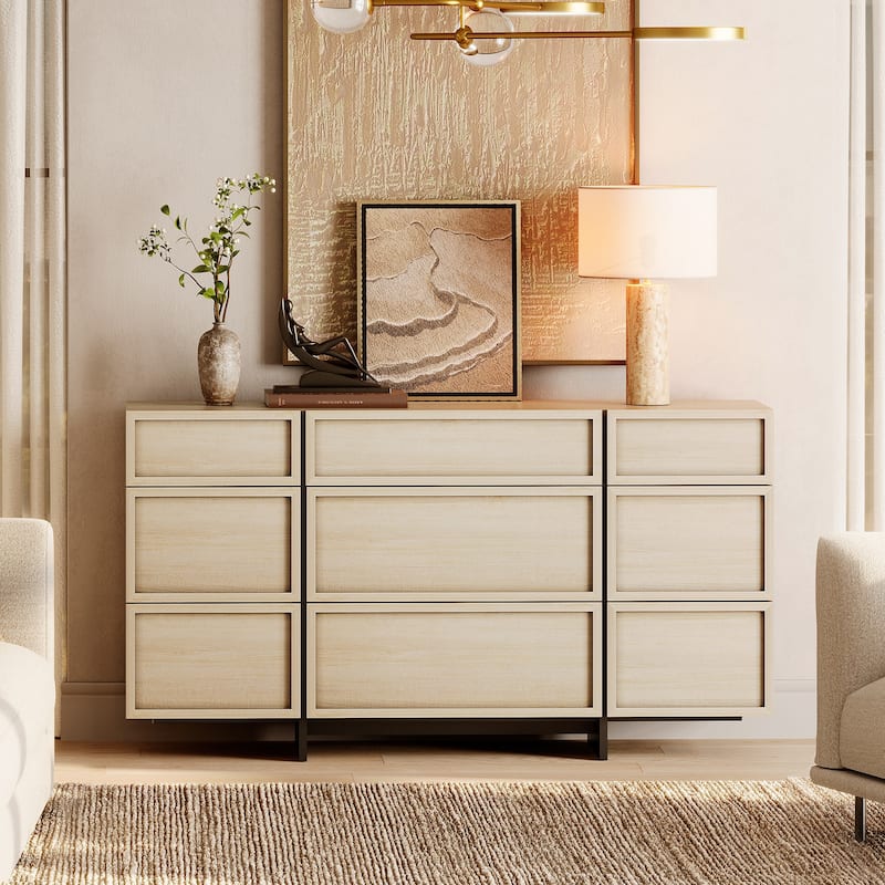 WAMPAT Modern Dresser for Bedroom, Wooden Chest of Drawers with T-Shaped Wood Legs