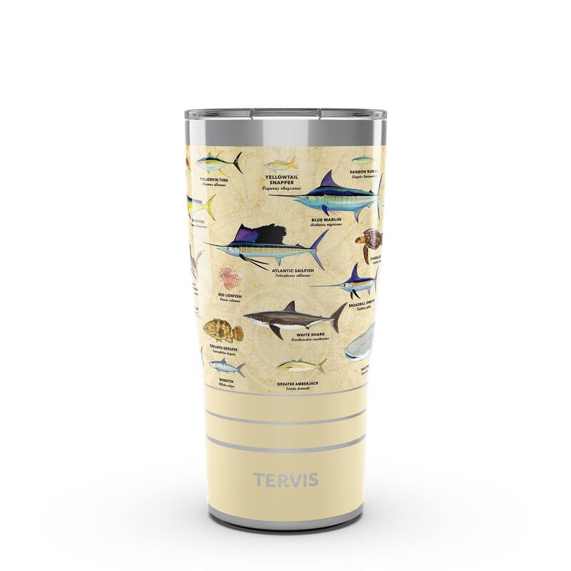 Tervis Traveler Guy Harvey Charts Triple Walled Insulated Travel Tumbler, Stainless Steel - 20oz