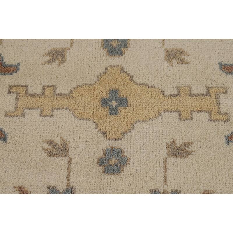 Earth Tone Oushak Indian Area Rug Hand-Knotted Wool Carpet - 8'3" x 9'8"