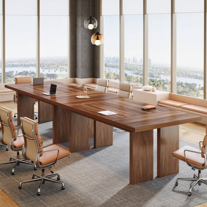 63-Inch Wooden Conference Room Table, Mid-Century Modern Meeting Table - 63-Inch