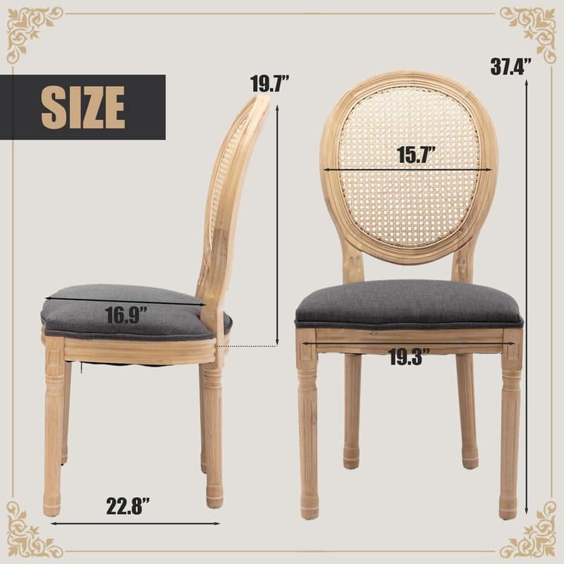 Upholstered French Style Nailhead Dining Chairs(Set of 6)