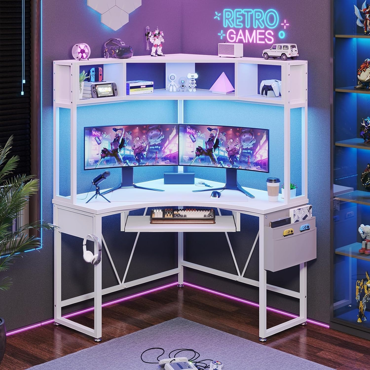 Led computer gaming desk sales