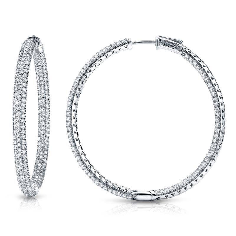 Auriya 14k Gold 7 carat TW Large Pave Diamond Hoop Earrings - 1.96-inch (J-K, I1-I2)