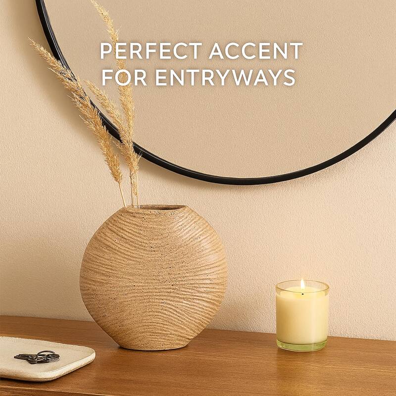 Aria Home Tan Speckled Ceramic Vase Modern Decorative Home Accent